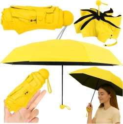 Umbrelă compactă pliabilă cu protecție UV UPF 50+ galbenă 90 cm cu husă