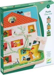 Puzzle din lemn Căsuța Chez Léo DJECO