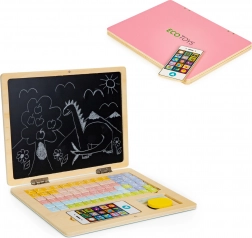 Laptop educativ magnetic din lemn cu telefon și litere ECO TOYS