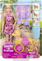 Păpușă Barbie cu cățel la plimbare