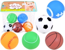Mingi de cauciuc cu fluier – set de 5 balonașe sportive