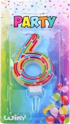 Lumânare pentru tort de petrecere numărul 6 – dungi