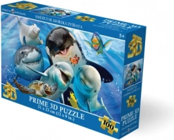 Puzzle 3D animale marine zâmbitoare 100 piese
