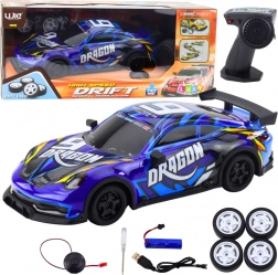 Mașină sport RC cu caroserie iluminată și drift – albastru