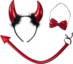 Set drăcușor pentru copii cu coarne, coadă și furcă