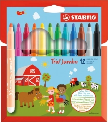 Stabilo Trio Jumbo set de carioci, 12 culori