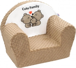Fotoliu pentru copii din minky NEW BABY Cute Family cappuccino