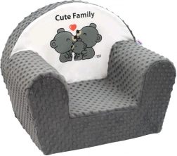 fotoliu pentru copii din minky New Baby Cute Family gri