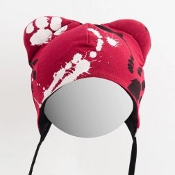 Căciuliță pentru bebeluși din bumbac cu urechiușe NEW BABY Lăbuță – roz închis