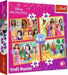 Puzzle 4 în 1 – povești PRINCESS DISNEY