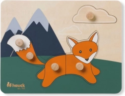 Hauck puzzle din lemn cu butoni Fox – puzzle educativ cu butoni