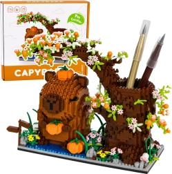 Mini set de construcție capibară cu iaz – organizator pentru pixuri (1800 de piese)