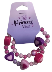 PINK set de brățări cu mărgele cu inimioare, 2 buc