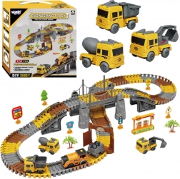 Woopie set de construcție pistă de curse XXL șină electrică – șantier, 174 piese