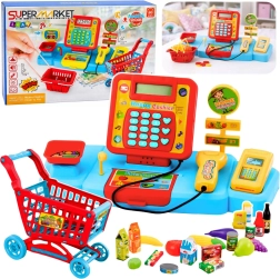 Casă de marcat interactivă pentru copii, supermarket cu cărucior, scanner și cântar