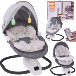 Șezlong-leagăn și scaun de hrănire 3‑în‑1 cu plasă contra țânțarilor și telecomandă