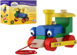 Detoa locomotivă de lemn cu ochi clipitori, de tras