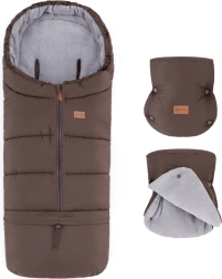Petite&Mars set sac de iarnă Jibot 3în1 și mănuși pentru cărucior Jasie dark walnut