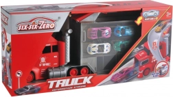 Set de joacă camion cu catapultă și 4 mașinuțe