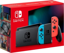 Consolă Nintendo Switch cu Joy-Con albastru neon și roșu