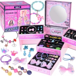 Cutie de bijuterii pliabilă pentru copii cu mărgele și accesorii de păr