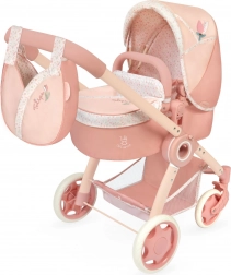 Cărucior pliabil pentru păpuși 3 în 1 cu geantă Tulipe 70 cm