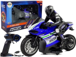 Motocicletă RC de curse 2,4 GHz, rază 35 m, albastră