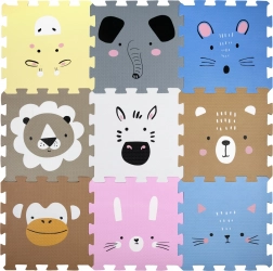 Humbi covoraș din spumă – puzzle educațional cu animăluțe 120 × 120 cm, 9 piese