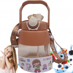 Sticlă sport cu pai și curea 1 l