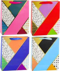 Pungă cadou din hârtie cu modele geometrice 32 × 26 × 12 cm
