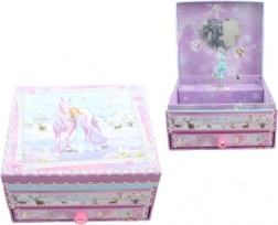 Cutie muzicală pentru bijuterii cu unicorn și oglinjoară