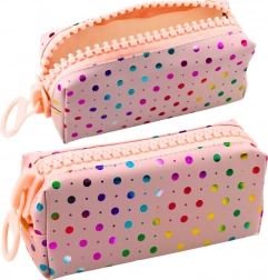 Penar Scoala Puncte Mari Roz cu Fermuar Mare