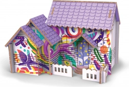 Puzzle 3D din lemn – căsuță cu vopsele