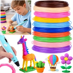 Set de filamente PCL pentru stilou 3D, 10 culori, 50 m