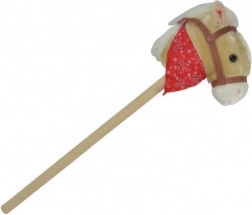 Cal de pluș pe băț cu sunet, 80 cm, bej