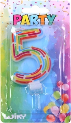 Lumânare pentru petrecere cifra 5 – dungi