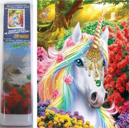 Pictură cu diamante – Unicorn decorat 30 × 40 cm