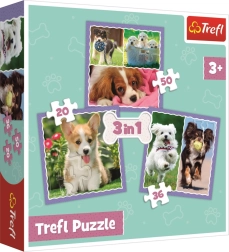 Puzzle 3în1 cățeluși drăgălași Trefl