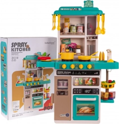 Bucătărie interactivă pentru copii cu abur, lumini și sunete, 50 de piese – Albastru
