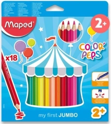 Creioane colorate triangulare Jumbo Color'Peps de la Maped, 18 buc