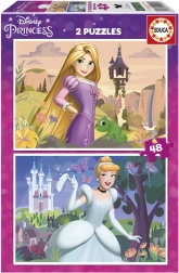 Puzzle DISNEY prințese 2×48 piese – Rapunzel și Cenușăreasa