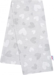 Scutec din bumbac cu imprimeu NEW BABY inimioare gri