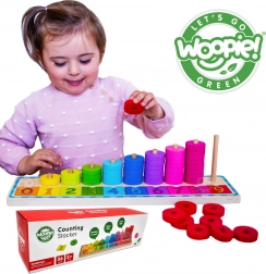 Woopie Green montessori numărătoare și puzzle din lemn, 56 piese