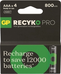Baterii reîncărcabile AAA Ni-MH 800mAh GP ReCyko Pro, 4 buc