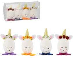 Decorațiuni de Paște ouă cu urechi și căciuliță, set 4 bucăți CHOMIK