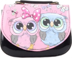 Poșetă pentru copii cu bufnițe, neagră