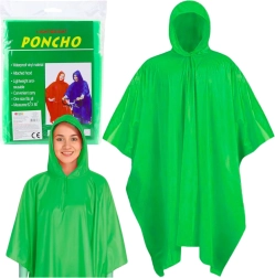 Pelerină de ploaie verde, impermeabilă, cu glugă, reutilizabilă 132 × 203 cm