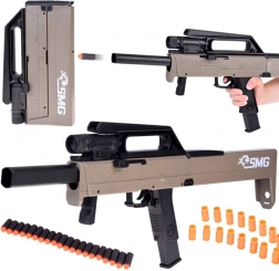 Pistol mitralieră din spumă cu încărcător și cartușe