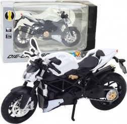 motocicletă sport metalică 1:12 cu lumini și sunete – albă