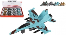 Avion de vânătoare metal-plastic cu mecanism pull-back 14 cm – 4 culori